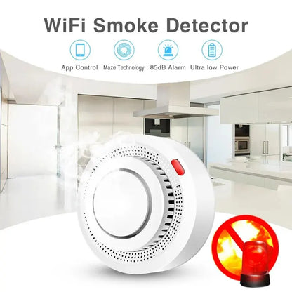 Tuya WiFi Smoke Alarm Fire Protection Smoke Detector Smokehouse Combination Fire Alarm Home Security System Firefighters