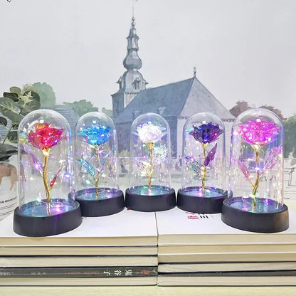 Eternal Rose Light LED Foil Flower Valentines Day Gift Wedding Party Decor  Artificial Rose Flowers Light Christmas Decoration