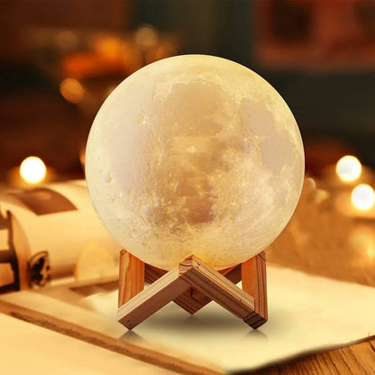 8cm Moon Lamp LED Night Light Battery Powered With Stand Starry Lamp Bedroom Decor Night Lights Kids Gift Moon Lamp