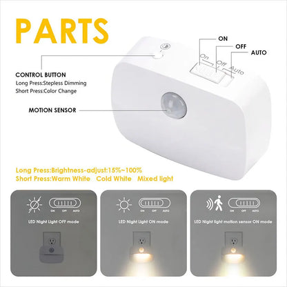 LED Night Light EU Plug In Smart Motion Sensor Light 220V Wall Lamp for Home Aisle WC Hallway Stair Kitchen Bedroom Night Lamp