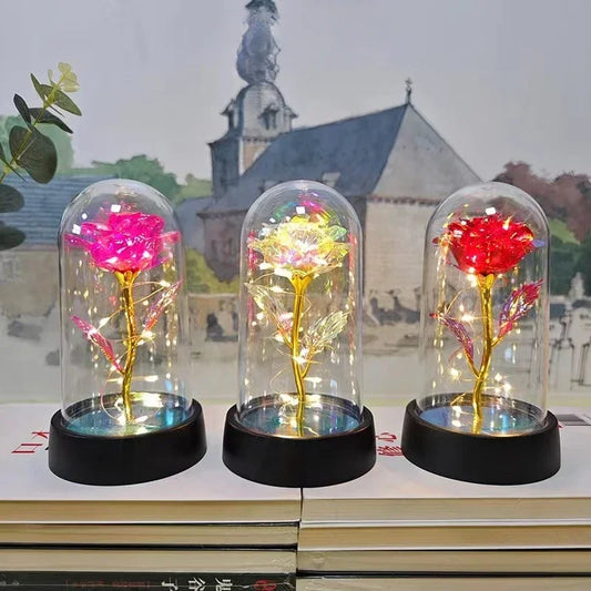 Eternal Rose Light LED Foil Flower Valentines Day Gift Wedding Party Decor  Artificial Rose Flowers Light Christmas Decoration