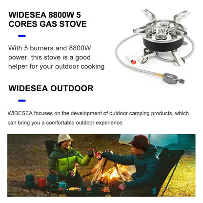 Widesea Camping Tourist Burner 8800W Gas Stove Cookware Portable Furnace Picnic Barbecue Tourism Supplies Outdoor Recreation