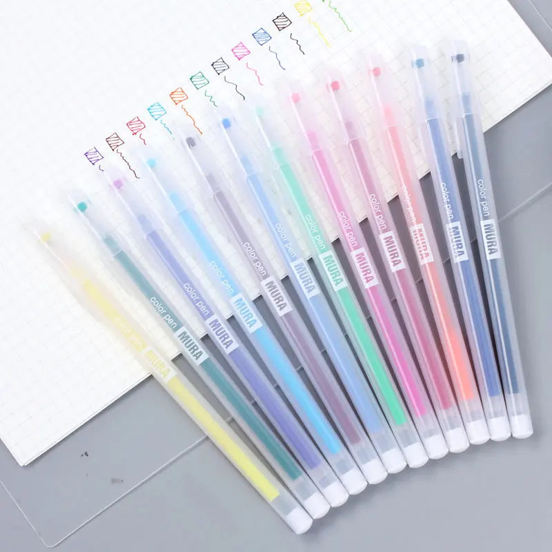 24/12PCS/Box Color Gel Pen Refill Set Kawaii 0.5mm Candy Colors Ballpoint Pens Student Office Writing Pens School Stationery