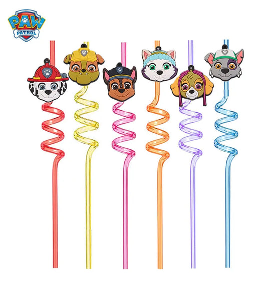 Paw Patrol Anime Party Straw Birthday Party Cartoon Decoration Gift