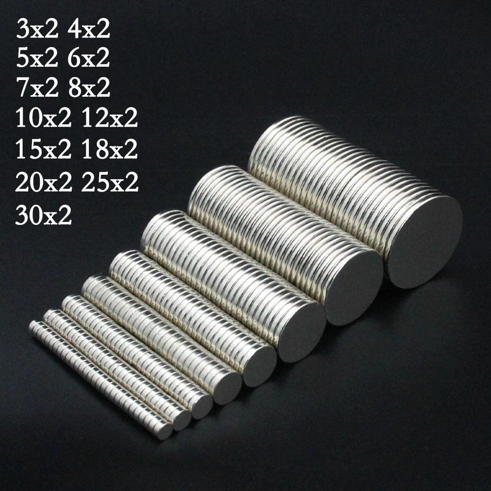 Round Magnet 3/4/5/6/7/8/10/12/15/18/20/25/30X2mm Neodymium N35 Permanent NdFeB Super Strong Powerful Magnetic imane Disc