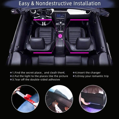 Neon LED Car Interior Ambient Foot Strip Light Kit Accessories Backlight Remote App Music Control Auto RGB Decorative Lamps