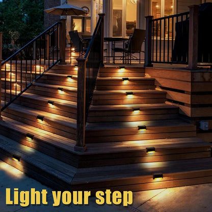 Warm White LED Solar Step Lamp Path Stair Outdoor Garden Lights Waterproof Balcony Light Decoration for Patio Stair Fence Light