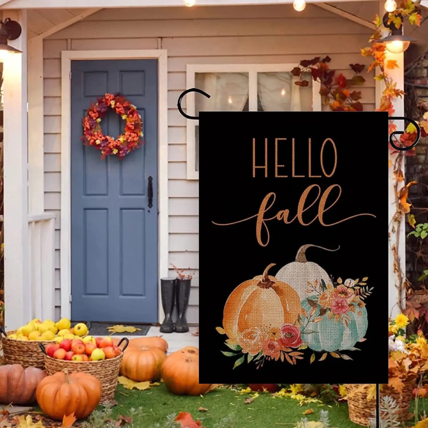 Fall Welcome Garden Flag Floral Thankgiving Double Sided Vertical Rustic Farmhouse Yard Seasonal Holiday Outdoor Decor 12×18 Inc