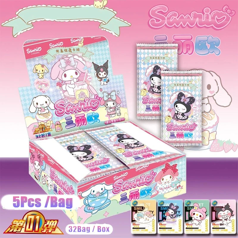 Sanrio Kuromi Hello Kitty Shining Card Cartoon My Melody Cinnamoroll Collectible Game Trading Card Children Toy Christmas Gift