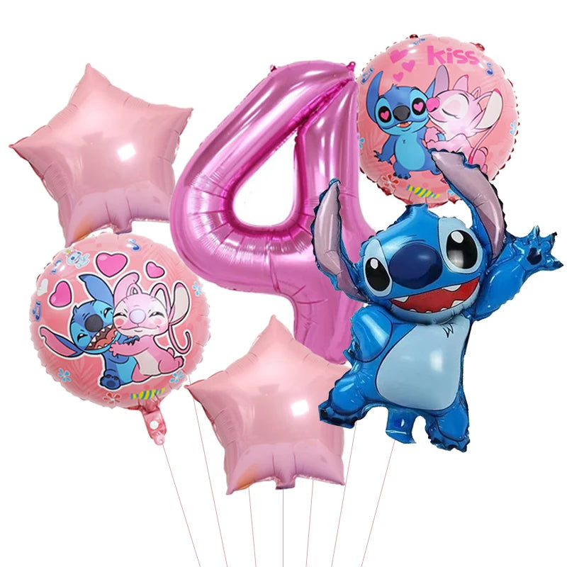 6pcs Disney Lilo & Stitch Party Balloons Stitch 32" Number Balloon set Baby Shower Birthday Party Decorations Kids Toy Gifts