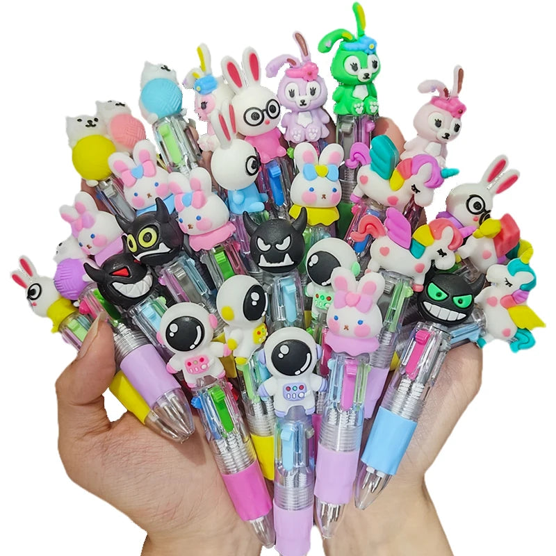 20Pcs/Lot Cute Cartoon 4 Color Mini Ballpoint Pen Kawaii Unicorn Flamingo Retractable Pen Stationery Gift School Office Supplies