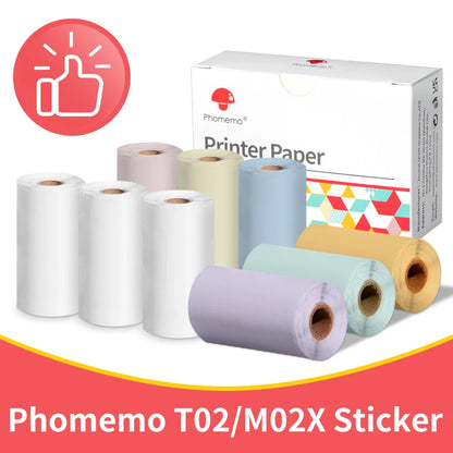 Phomemo 3 Rolls Self-adhesive Transparent Sticker Thermal Paper for T02 M02X Label Sticky DIY Photo Texts Study Notes Printing