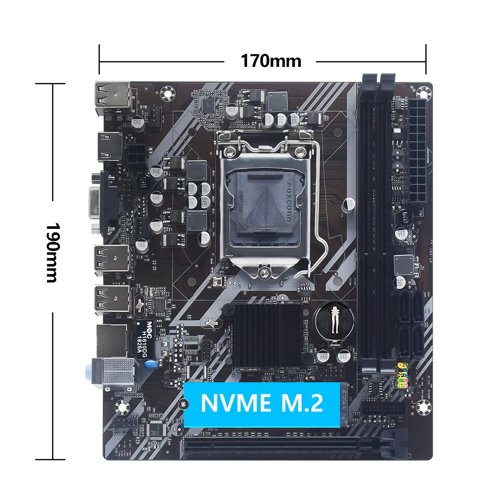 MUCAI H61 Motherboard LGA 1155 Kit Compatible With Intel Core CPUs 2nd And 3rd Generations Supports M.2 NVME SDD