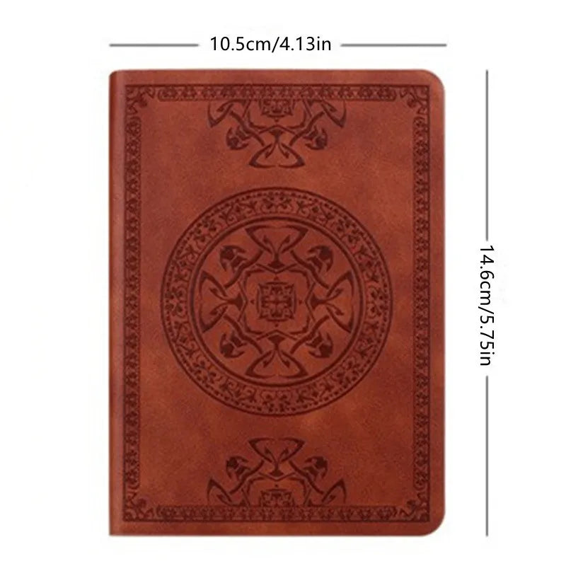 A6 Retro style pocket type mini notebook Stamping process artificial PU leather writing book Portable notepad Office bookkeeping