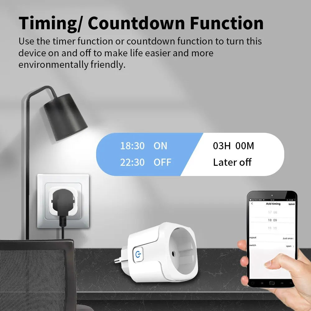 Tuya Smart Plug Zigbee EU 16A/20A Smart Socket With Power Monitor Timing Voice Control Works Whit Alexa Google Home Alice