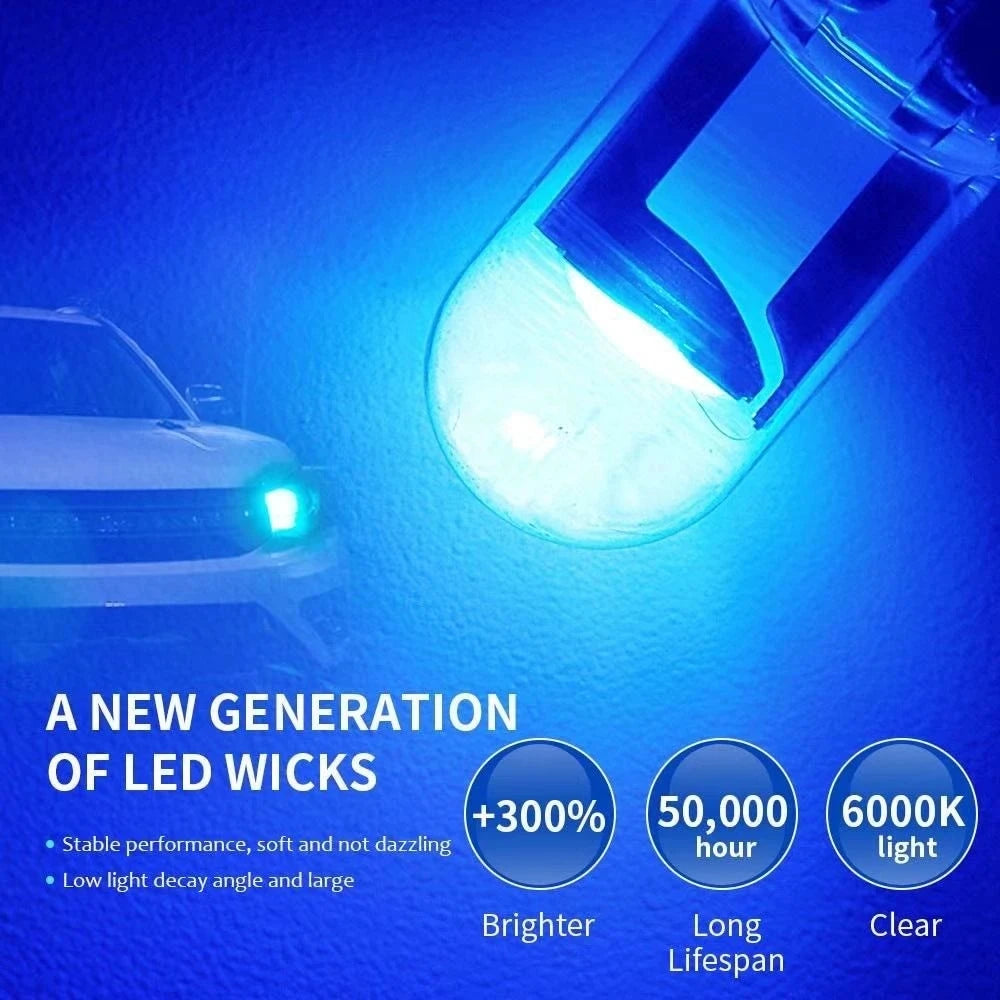 Car LED T10 W5W Canbus Glass COB 6000k Reading Dome Lamp Marker Wedge License PlateLight Bulb 168 194 192 DC 12V White Blue Red