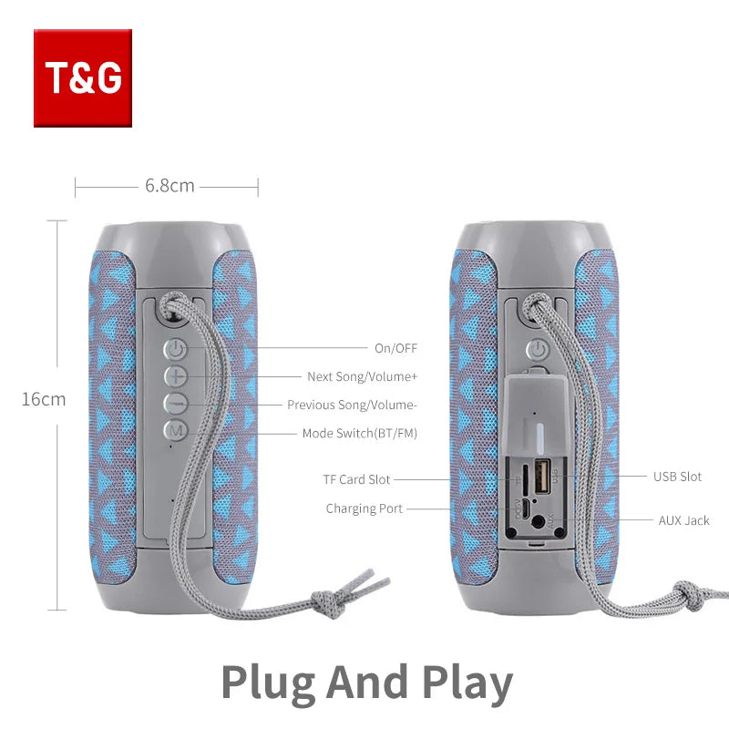 TG117 Bluetooth Speakers Portable True Wireless Sound Box Waterproof Loudspeaker Outdoor Stereo Surround Supports TF Radio