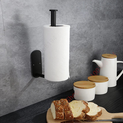 Wall Mount Toilet Towel Paper Holder Adhesive Black Silver Kitchen Roll Paper Stand Hanging Napkin Rack Bathroom Accessories WC