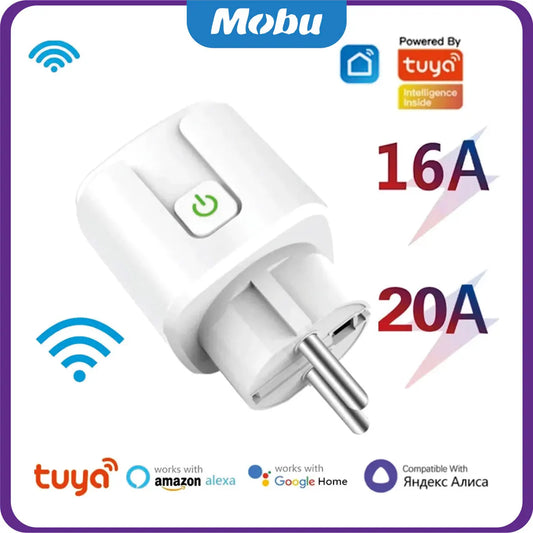 Smart Socket EU 16A/20A AC100-240V Wifi Smart Plug Power Outlet Alexa Google Home Voice Control  Tuya Smart Life APP