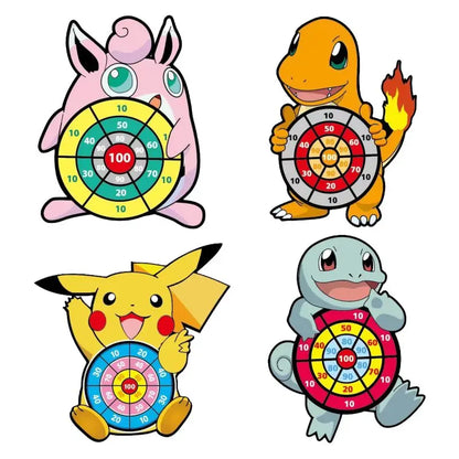 Pokemon Children Cartoon Pikachu Squirtle Dart Board Sticky Ball Family Sports Game Interactive Educational Toy Birthday Gift