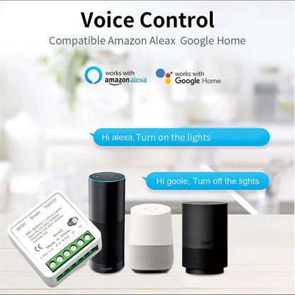 16A Mini Wifi  DIY Light Switches Module 2-way Control Work With Tuya Smart Life Alexa Alice Google Home