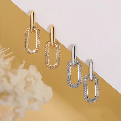 Retro Double Loop Design Drop Earrings Gold Silver Color Geometric Round Earrings for Women Girls Punk Hip Hop Fashion Jewelry G