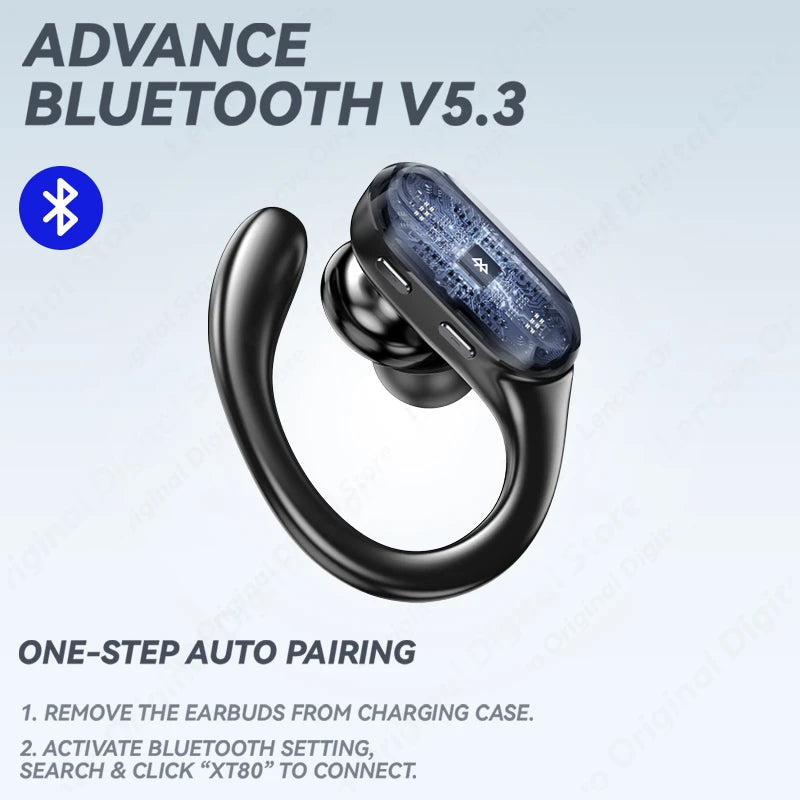 Lenovo XT80 Sports Wireless Headphones with Mics, Button Control, LED Power Display,Hifi Stereo Sound